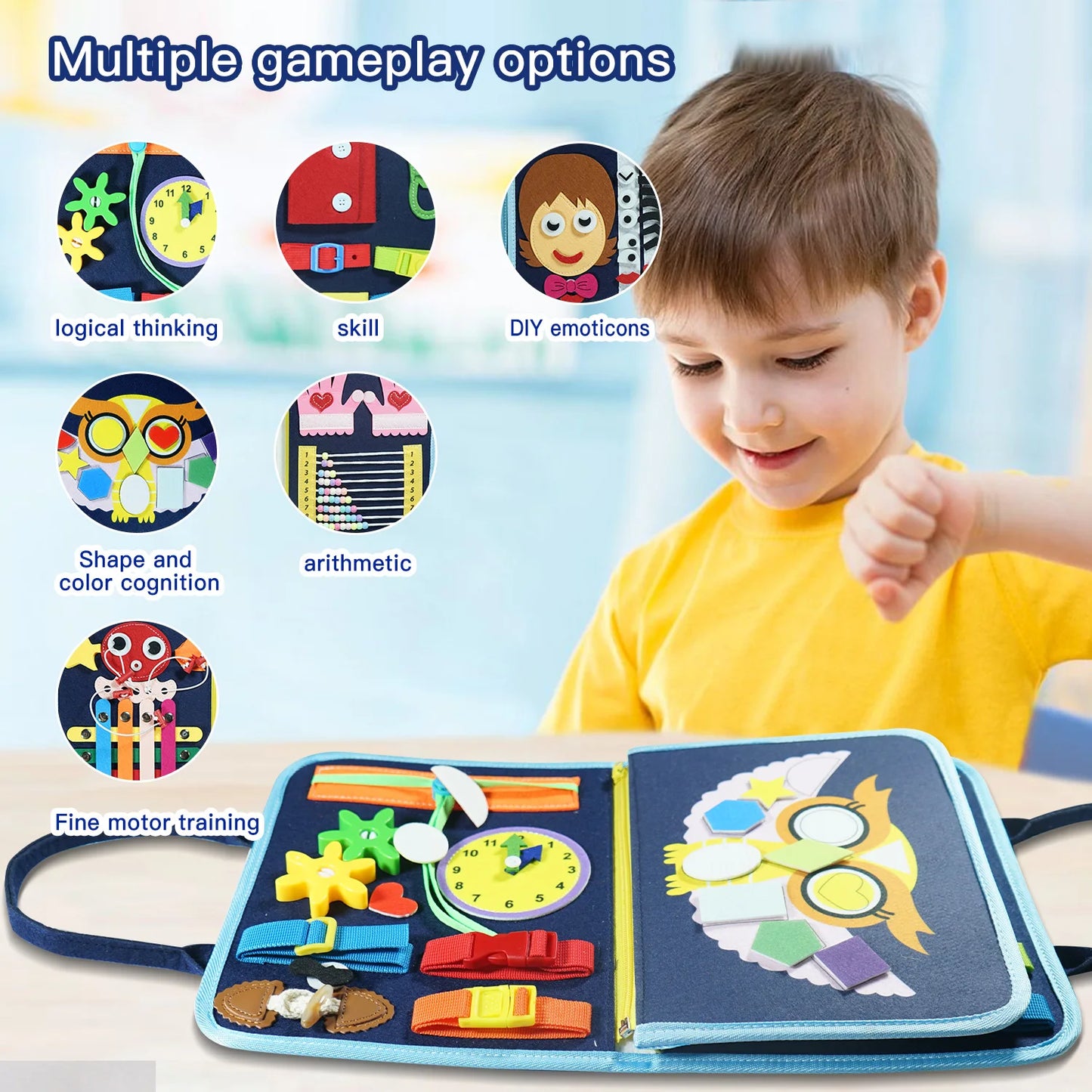 Busyhandskids SkillPlay Board™ – Montessori Busy Board for Fine Motor Skills For Early Learners