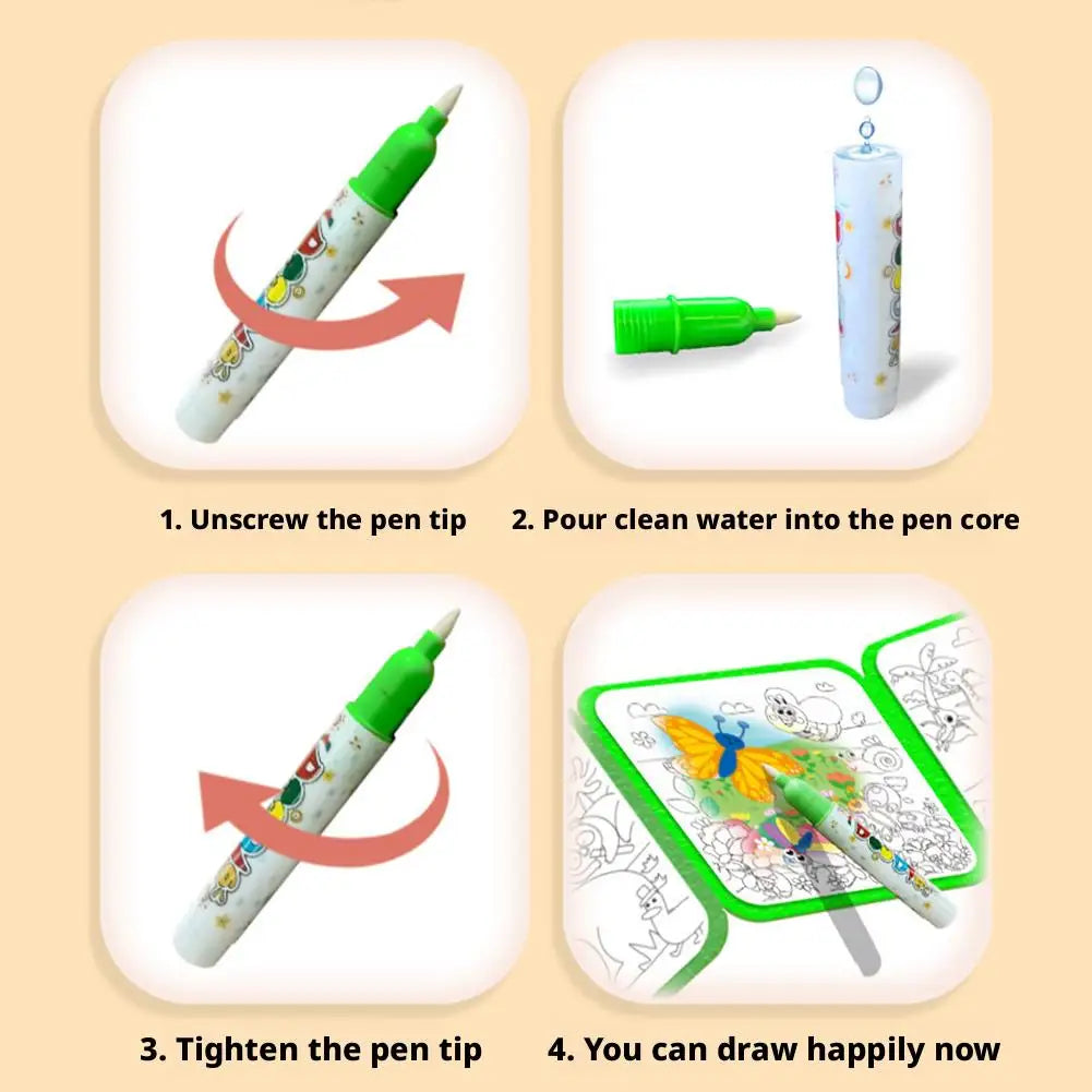 Busyhandskids AquaMagic Book™ – Reusable Water Painting Book for Toddlers